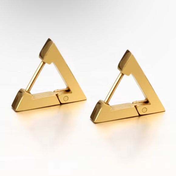Chantal - Gold Triangle Stainless Steel Earrings Unisex - Picture 8 of 8